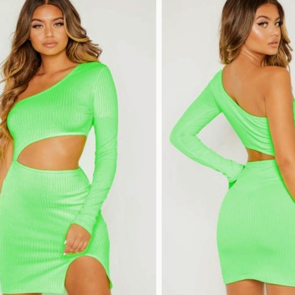 PrettyLittleThing | Dresses | Sexy Neon Green Mini Dress | Poshmark